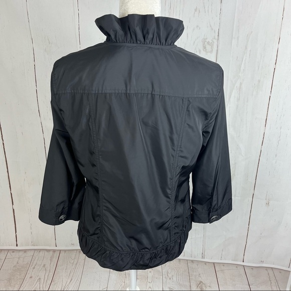 Christopher & Banks lightweight jacket with ruffle collar black medium - Picture 4 of 11
